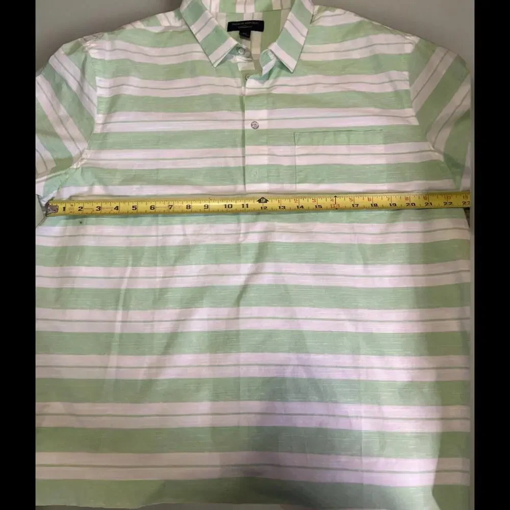 Banana Republic Shirt‎ Mens XL Standard Fit Green/White Short Sleeve Button Up